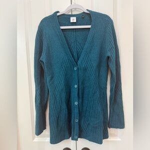 Cabi 3712 Long Sleeve Teal Deco Button Front Cardigan Sweater